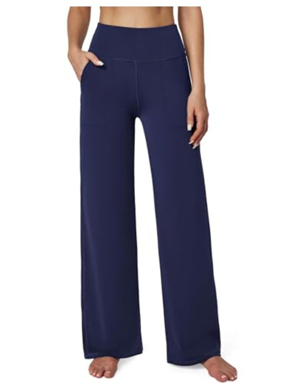 High Waisted Wide Leg Yoga Pants with Pockets Stretchy Casual Loose Trousers